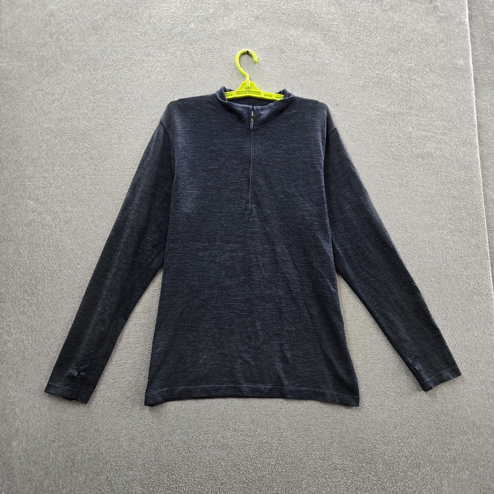 Lululemon Men‎ Activewear Top L Dark Blue Metal Vent Quarter Zip Long Sleeve